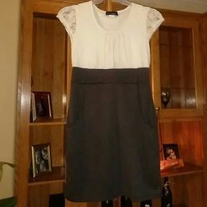 Gray and off white dress